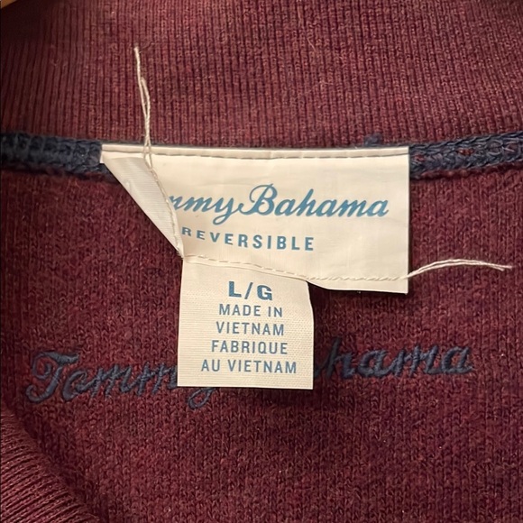 Tommy Bahama Bayview Reversible Quarter Zip Sweater Navy/Burgundy Men's L - Picture 2 of 7